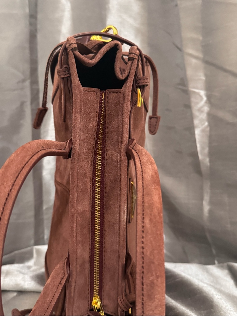 Prada Brown Suede Satchel Bag - Picture 3 of 16